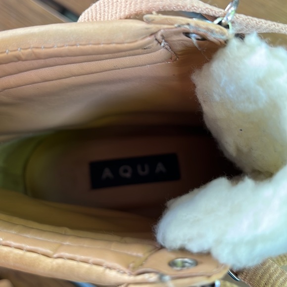 Aqua "Gilca" Block Heel Booties In Honey Beige - Picture 14 of 16